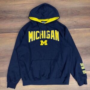 Stadium Athletics Michigan Wolverines Hoodie Navy Blue Yellow Mens Large Go Blue